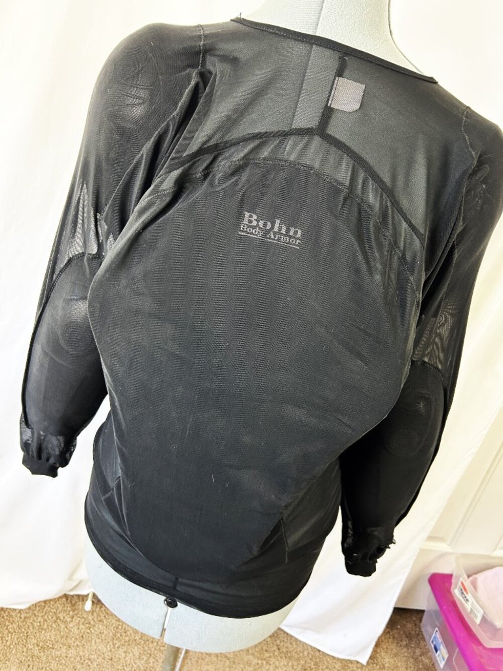 Bohn Body Armor Mesh Jacket With Pads Nylon Biker Jacket Made In USA S - Picture 6 of 7
